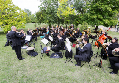 orchestra outside in a park